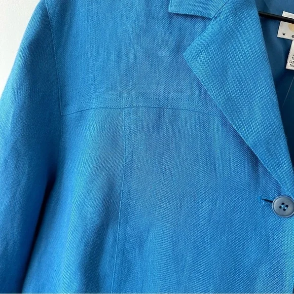 Talbots NWT Vintage Deadstock Blazer Jacket 100% Irish Linen Blue Lined 16W - Picture 11 of 12